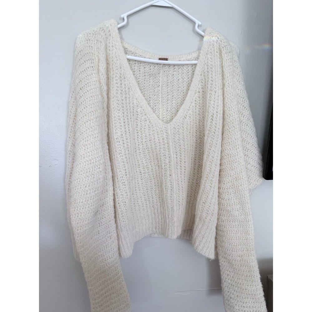 Free People Moonbeam Alpaca Sweater V Neck Oversized Lightweight Slouchy Size S